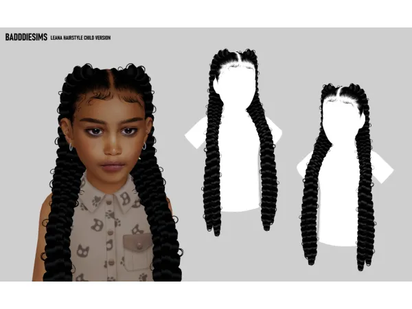 Alpha BADDDIESIMS LEANA HAIRSTYLE CHILD VERSION - The Sims 4 Custom Content