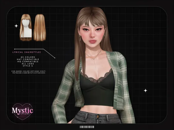 Alpha Lyrical (Hairstyle) Style C by Mystic Studios - The Sims 4 Custom Content