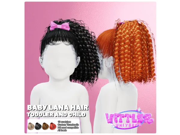 Alpha Baby Lana Curly Toddler Child Hair by VittlerUniverse - The Sims 4 Custom Content