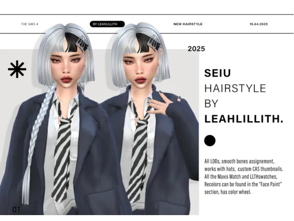 Maxis Match Seiu Hairstyle by leahlillith - The Sims 4 Custom Content