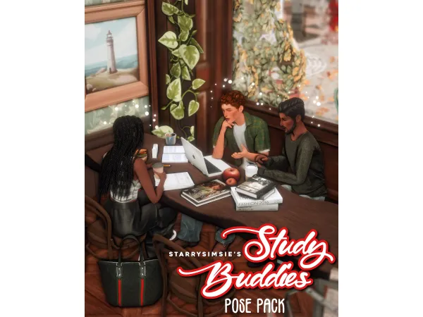 Mix Study Buddies Pose Pack by starrysimsie - The Sims 4 Custom Content