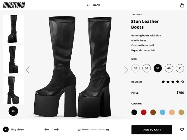 Alpha Shoestopia Stun Leather Boots - The Sims 4 Custom Content