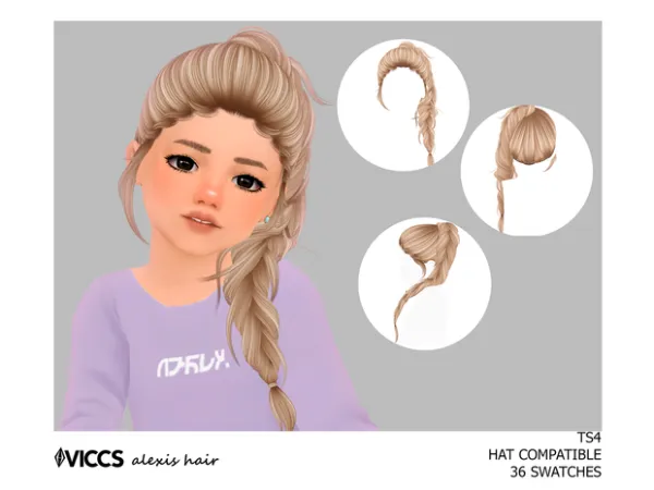 Alpha VICCS_ALEXIS HAIR (TODDLER VERSION) (MESH by NIGHTCRAWLERSIMS) - The Sims 4 Custom Content