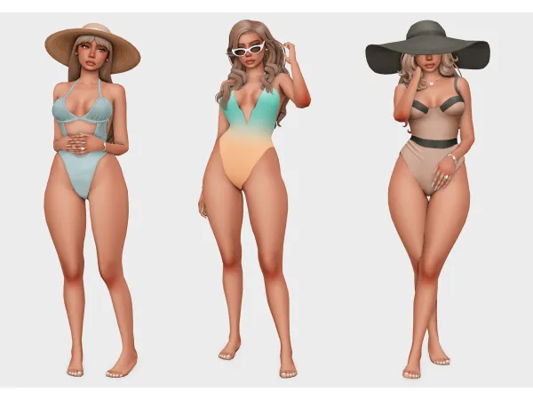 Maxis Match one piece bathing suits sims 4 lookbook by boujeesimss - The Sims 4 Custom Content