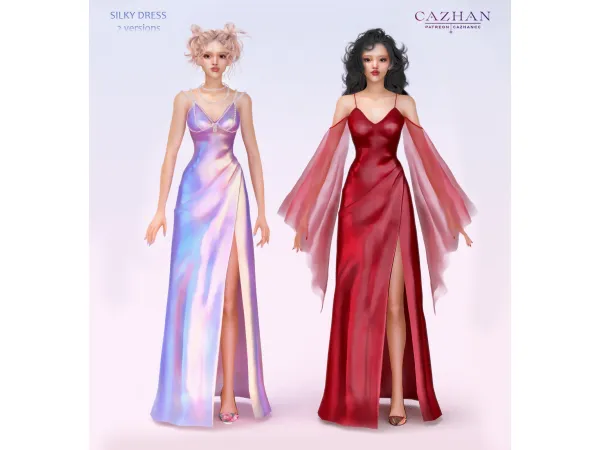Alpha [SILKY DRESS] clothing by cazhancc - The Sims 4 Custom Content