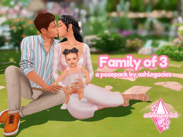 Mix Family of 3 Posepack - The Sims 4 Custom Content