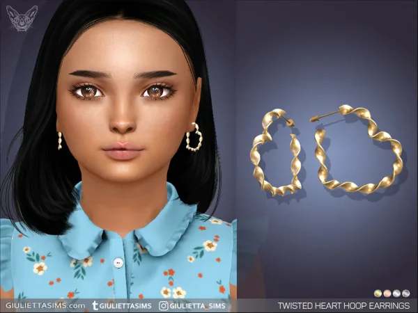 Alpha Twisted Hoop Earrings For Kids - The Sims 4 Custom Content