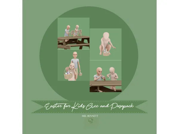 Mix Easter For Kids Acc and Posepack - The Sims 4 Custom Content