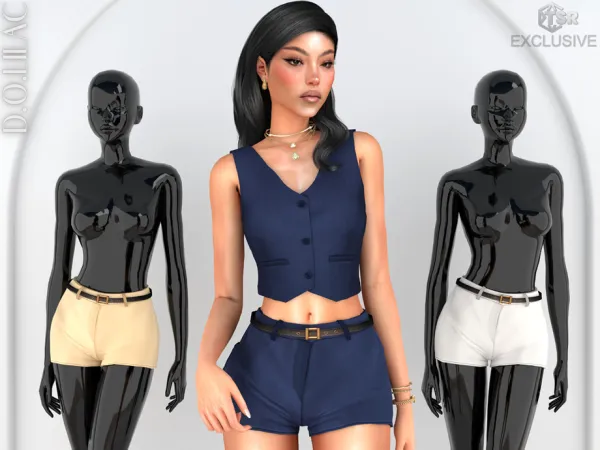 Alpha Belted Mini Shorts DO0790 by DOLilac - The Sims 4 Custom Content
