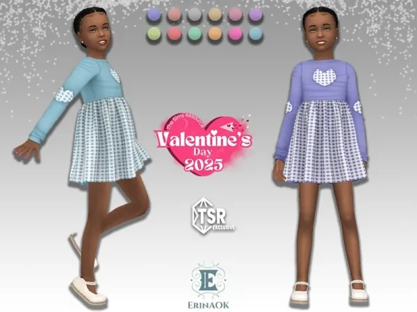 Mix ErinAOK Valentines Day Girls Dress 020625 - The Sims 4 Custom Content