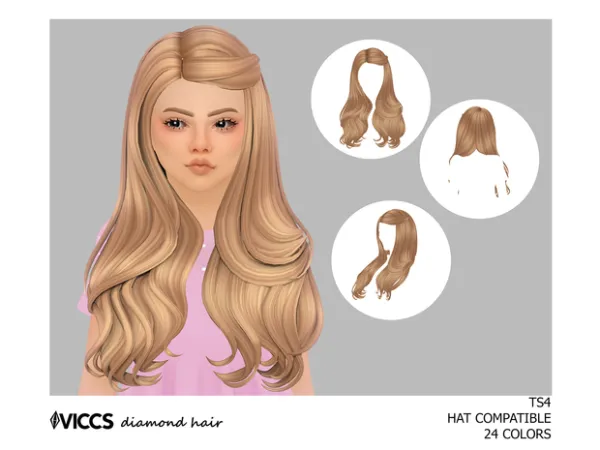 Maxis Match VICCS_DIAMOND HAIR (KIDS VERSION) (MESH by ENRIQUES4) - The Sims 4 Custom Content