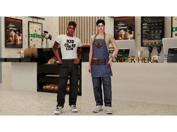 Alpha Urban Industries Barista Outfit by WisteriaSims - The Sims 4 Custom Content
