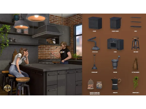 Maxis Match Urban Industrial Kitchen Part 2 by ArwenKaboom - The Sims 4 Custom Content