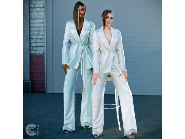 Alpha Satin Blazer With Belt cool_conent_star - The Sims 4 Custom Content
