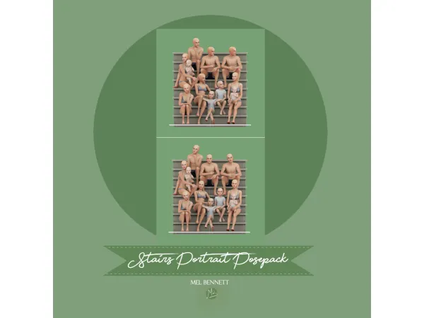Mix Stairs Portrait Posepack - The Sims 4 Custom Content