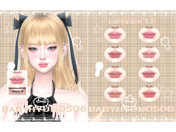 Maxis Match u3010babyhyun0506u3011 lipstick 12 - The Sims 4 Custom Content
