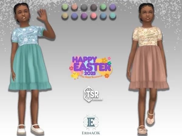 Mix erinaok girls Easter dress 041825 - The Sims 4 Custom Content