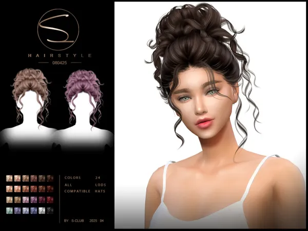 Alpha S Club_080425_Updo hairstyle - The Sims 4 Custom Content