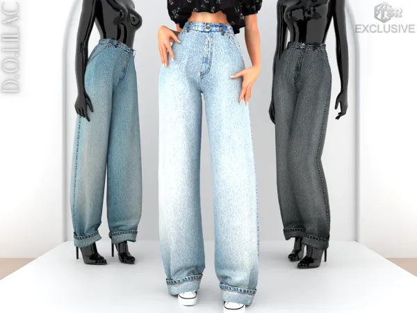 Alpha DOLilac High Waist Cuffed Barrel Leg Jeans DO0774 - The Sims 4 Custom Content