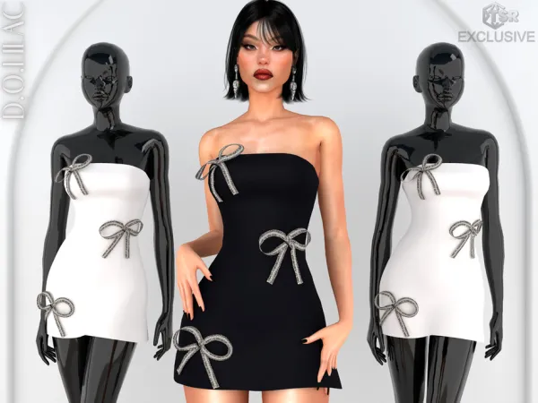 Alpha Embellished Silk Mini Dress DO0788 by DOLilac - The Sims 4 Custom Content
