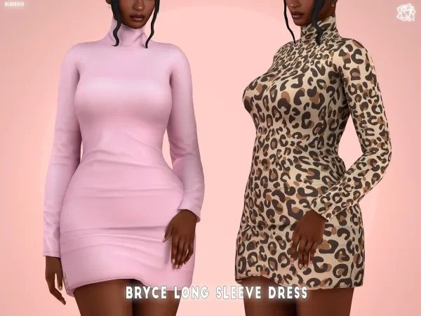 Mix Bryce Long Sleeve Dress brsims - The Sims 4 Custom Content