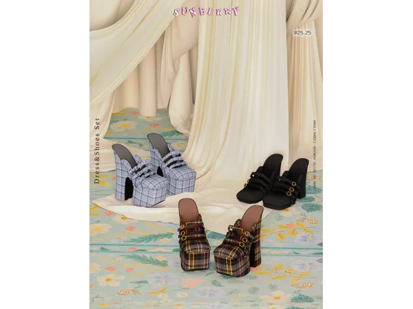 Alpha Wedge Heels Shoes 2 Set by [SUNBERRY - The Sims 4 Custom Content