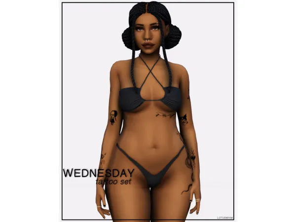 Mix Wednesday Tattoo Set - The Sims 4 Custom Content