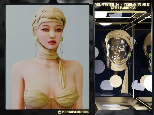 YSL - WINTER 24 - Turban in silk with Earrings