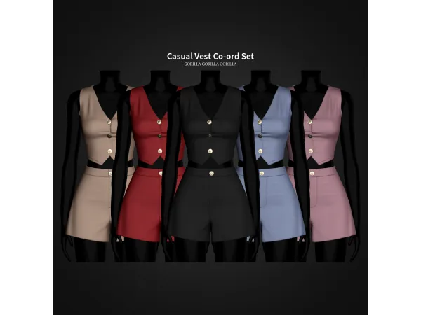 Alpha Casual Vest Co ord Set by gorillax3 - The Sims 4 Custom Content