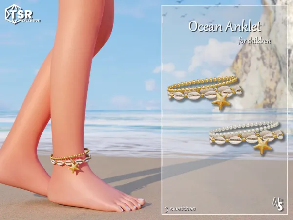 Alpha Ocean Anklet Bracelet for child - The Sims 4 Custom Content