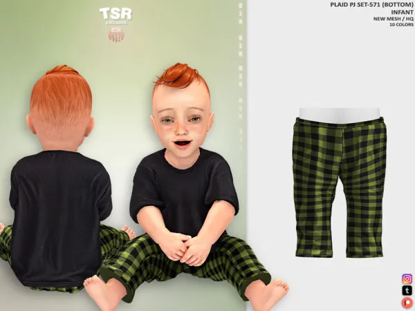 Alpha InfantM PLAID PJ SET 571 (BOTTOM) BD1469 tr by busra - The Sims 4 Custom Content