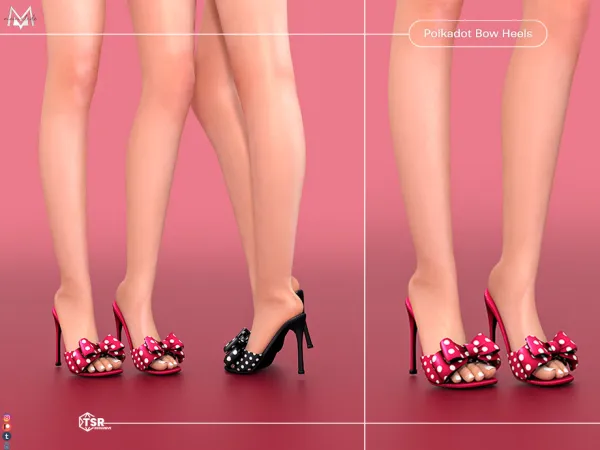 Mix Polkadot Bow Heels S522 by Mermalade - The Sims 4 Custom Content