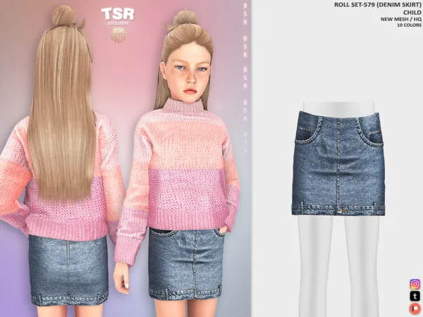 Alpha ChildF ROLL SET 579 (DENIM SKIRT) BD1486 tr by busra - The Sims 4 Custom Content