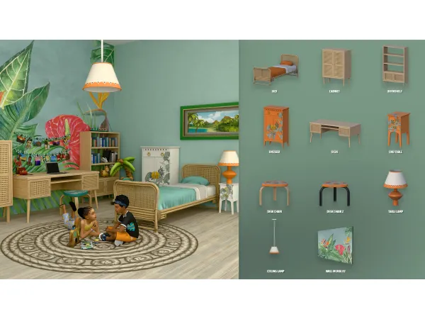 Maxis Match BAHAMA KIDS BEDROOM ModCo Studios - The Sims 4 Custom Content