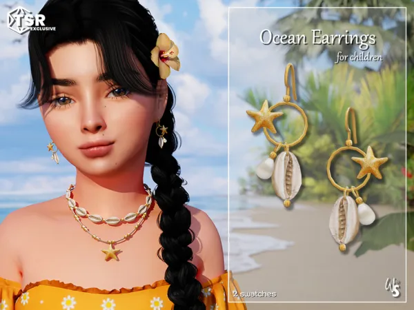 Alpha Ocean Earrings for child - The Sims 4 Custom Content