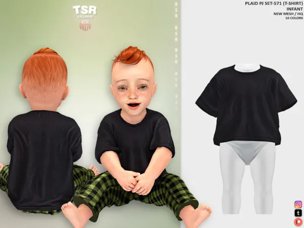 Alpha InfantM PLAID PJ SET 571 (T SHIRT) BD1468 tr by busra - The Sims 4 Custom Content