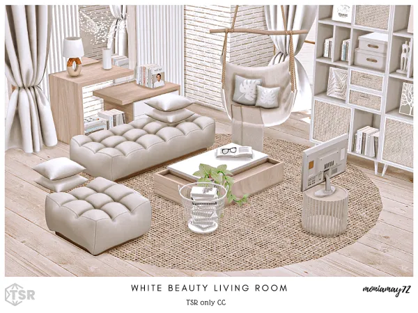 Mix White Beauty Living Room - The Sims 4 Custom Content