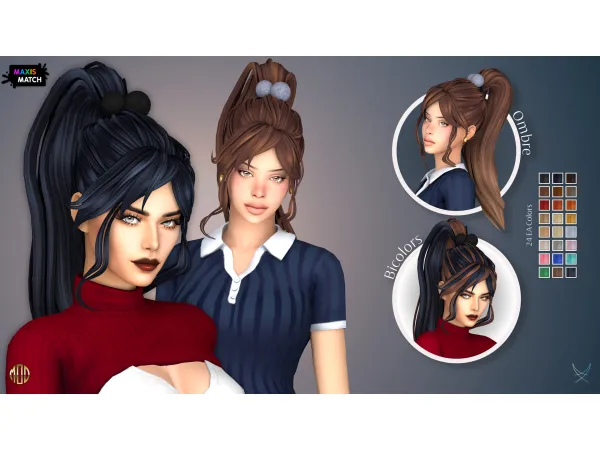 Maxis Match Hira Hairstyle by Aeris - The Sims 4 Custom Content