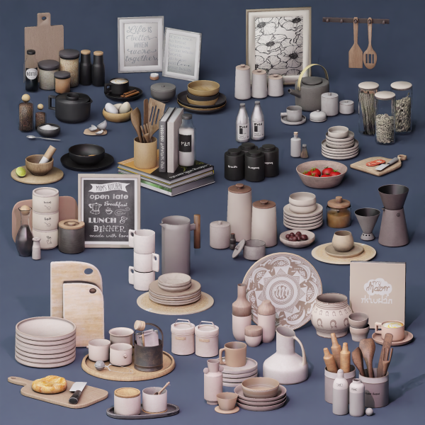 Maxis Match Mega Kitchen Clutter Pack by simsfinds - The Sims 4 Custom Content