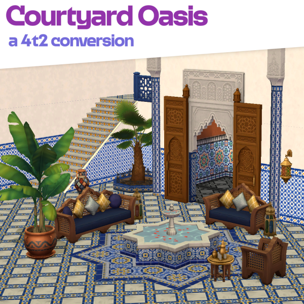 Courtyard Oasis by simsfinds - The Sims 2 Custom Content