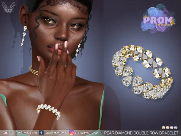 Alpha Pear Diamond Double Row Prom Bracelet - The Sims 4 Custom Content