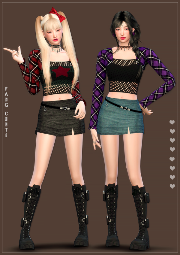 Alpha 'LIZ Rebel Heart' Outfits by simsfinds - The Sims 4 Custom Content