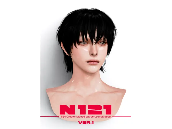 Alpha MoooD Hair N121 VER1 - The Sims 4 Custom Content