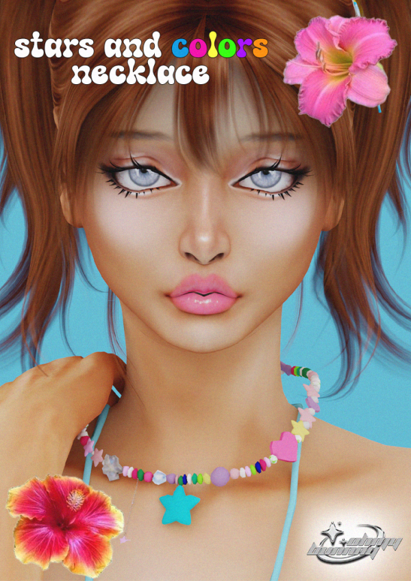 Alpha STARS AND COLORS NECKLACE by ohmybunnny2 - The Sims 4 Custom Content