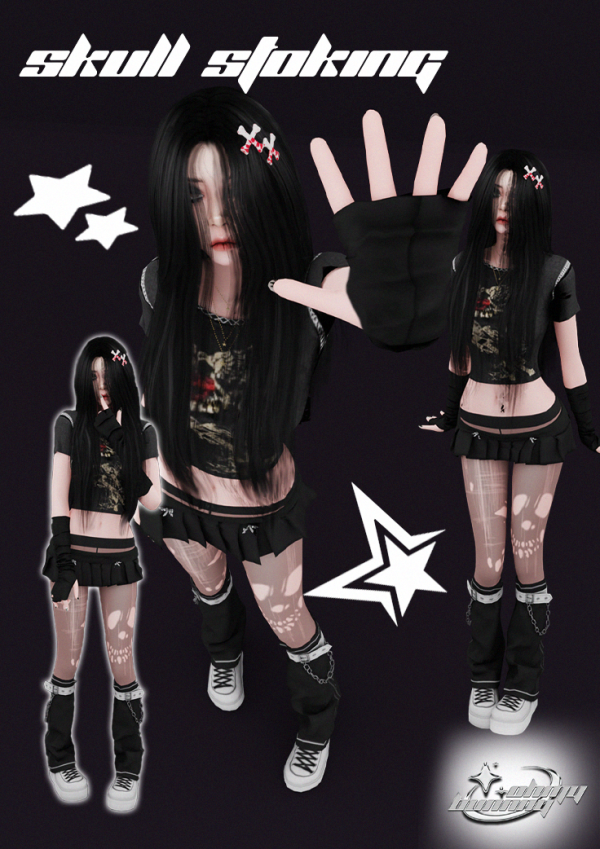 Alpha SKULL STOCKING by ohmybunnny2 - The Sims 4 Custom Content