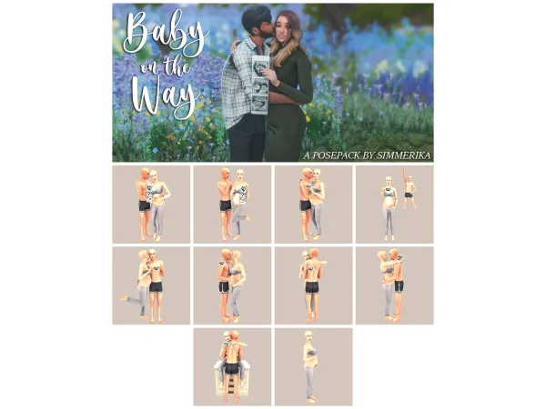 Mix Baby on the Way Pregnancy Announcement Posepack by Streamerika - The Sims 4 Custom Content