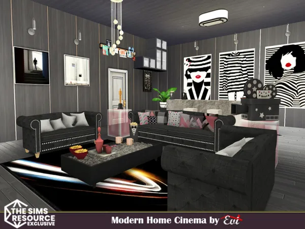 Maxis Match Modern Home Cinema by Evi - The Sims 4 Custom Content