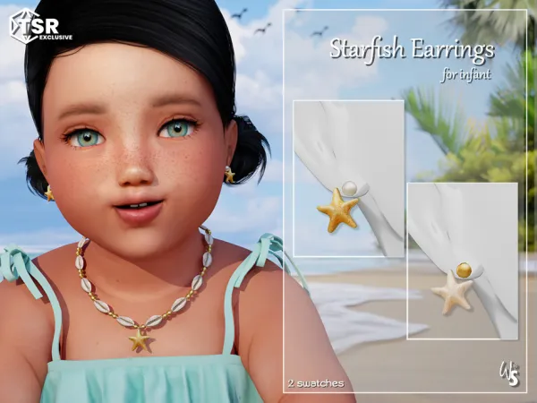 Alpha Starfish Earrings for infant - The Sims 4 Custom Content