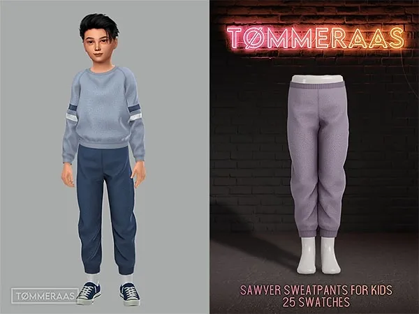 Alpha Tu00d8MMERAAS Sawyer Sweatpants for Kids (99) - The Sims 4 Custom Content