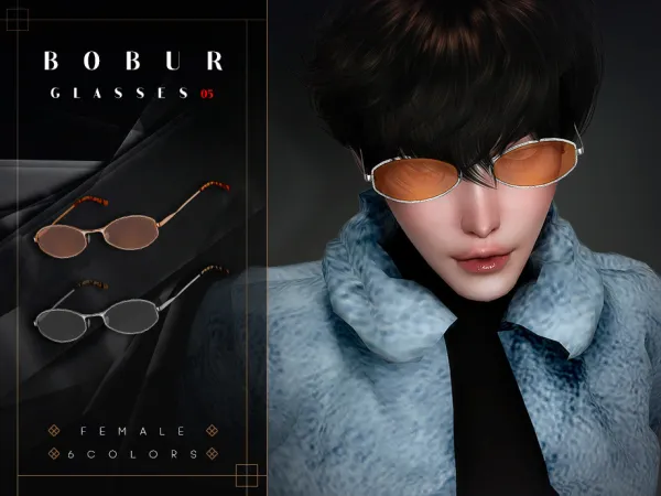 Alpha Oval frame sunglasses by Bobur2 - The Sims 4 Custom Content